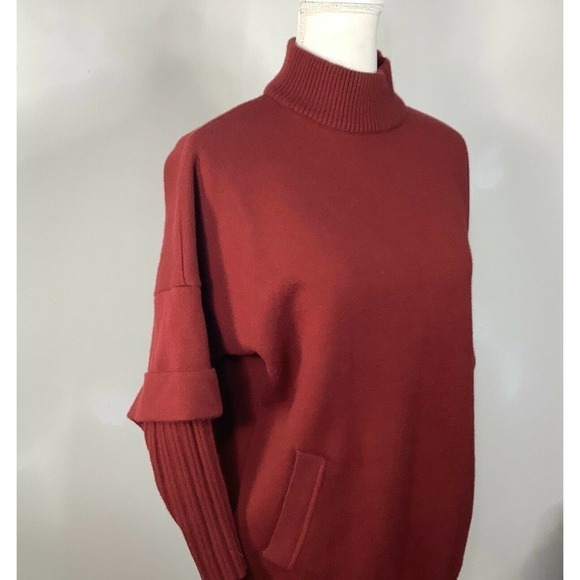WOMENS Bocuse d'Or Sweater Tight‎ Knit Burgundy Long Sleeve Fits M/L Pockets - Picture 9 of 10